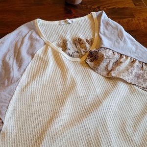 Boutique Mixed Media Top Snake Skin